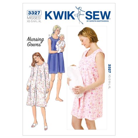 kwik sew k3327 maternity nursing gowns sewing pattern size xs s m l xl