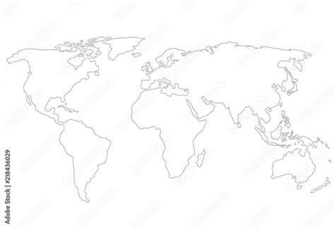 Plakat Kontury Mapa świata 218436029 Mapy Świata Plakaty
