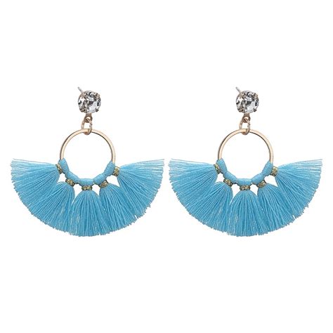 lovbeafas small cute crystal tassel drop dangle earrings for girls delicate brincos cotton