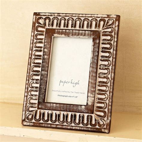 Antique White Carved Photo Frame By Paper High