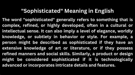 Sophisticated Meaning In English Youtube