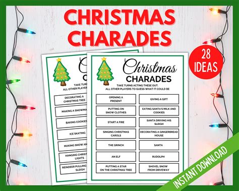 Christmas Charades Printable Cards For Kids And Adults 72