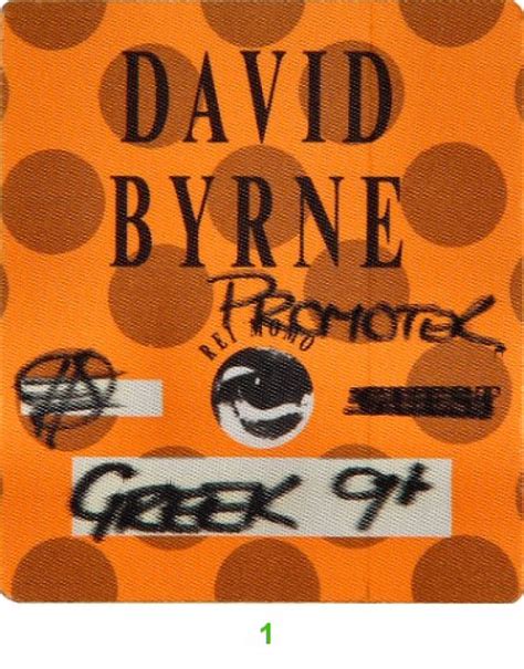 David Byrne Backstage Pass From Greek Theatre Jun 9 1990 At Wolfgangs