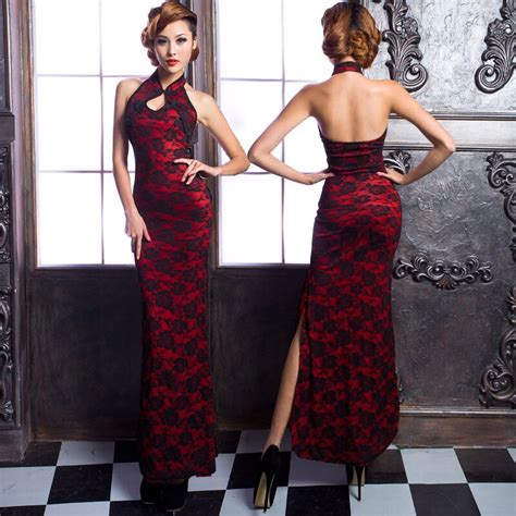 new wine red qipao long chinese oriental style evening dresses traditional dress backless sexy