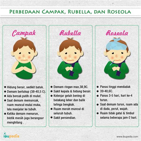 Perbedaan Campak Rubella Dan Roseola Infografis Ibupedia