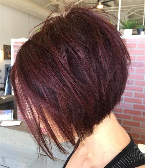 Shattered Plum Red Bob Stacked Bob Hairstyles Stacked Bob Haircut