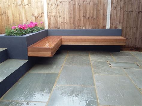 Floating Bench Raised Grey Painted Beds Garden Design London Clapham