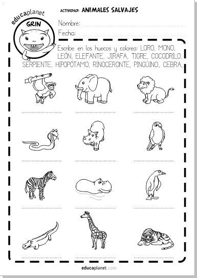 Ficha Animales Salvajes Vocabulario Inglés Y Español Gratis Animales