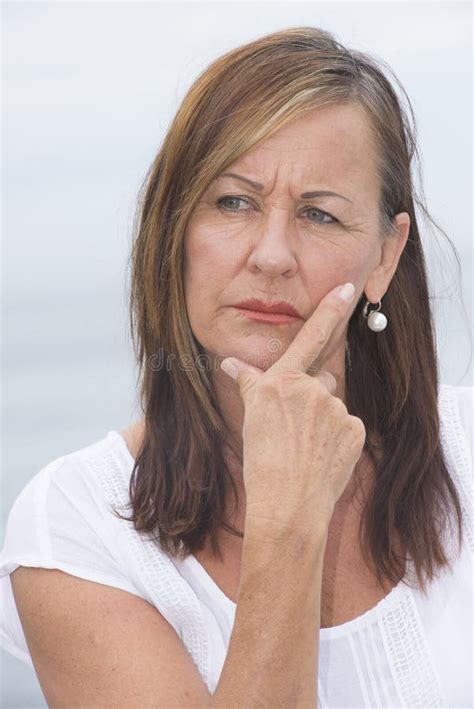 Worried Mature Woman Thinking Portrait Stock Photo Image Of Female Portrait