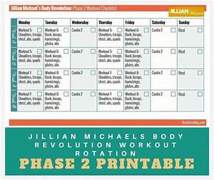 Jillian Workout Rotation Printable Checklist For Phase 2 Of
