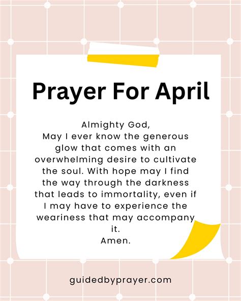 Prayer For April Guided By Prayer