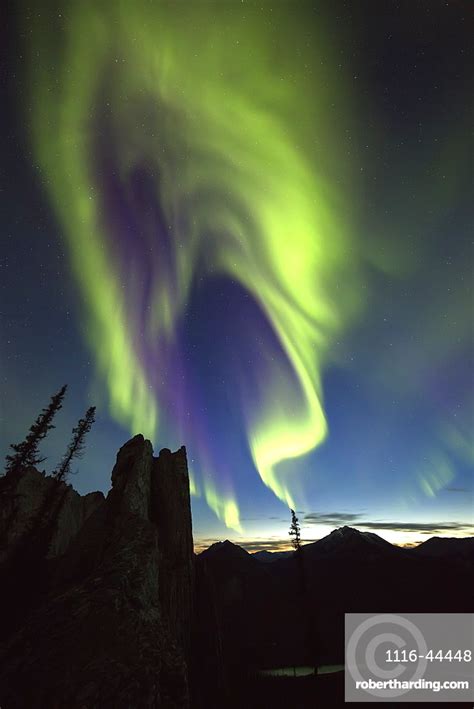 Northern Lights Aurora Borealis Yukon Stock Photo