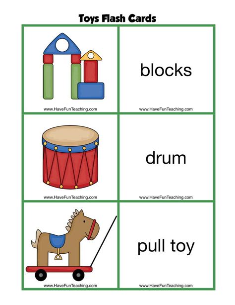 Free Toys Flash Cards These Toys Flashcards Are Perfect For Teaching