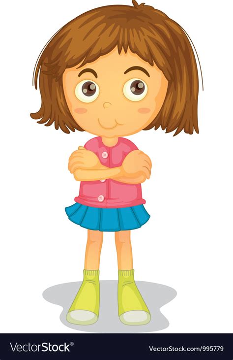Arms Crossed Young Girl Royalty Free Vector Image