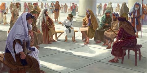 Twelve Year Old Jesus Sits In The Midst Of The Teachers At The Temple