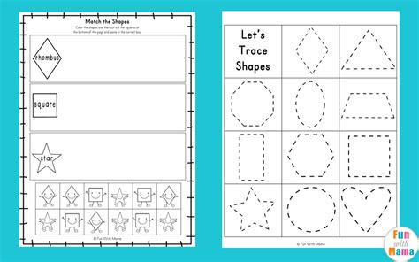 From simple circles to more complex shapes like quadrilaterals. Tracing Shapes Worksheets - Fun with Mama