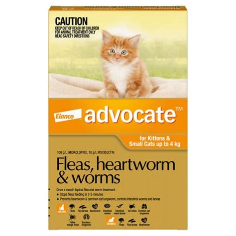 Advocate Small Under 4kg Orange Cat Flea Heartworm And Worm Control