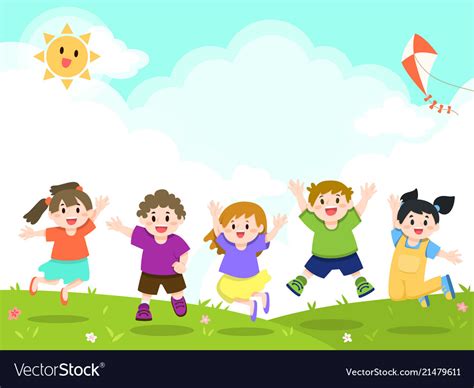 Happy Children Playing At Outdoor Park Royalty Free Vector