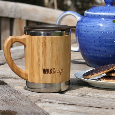 Personalised Reusable Sustainable Bamboo Mug With Lid By Global Wakecup