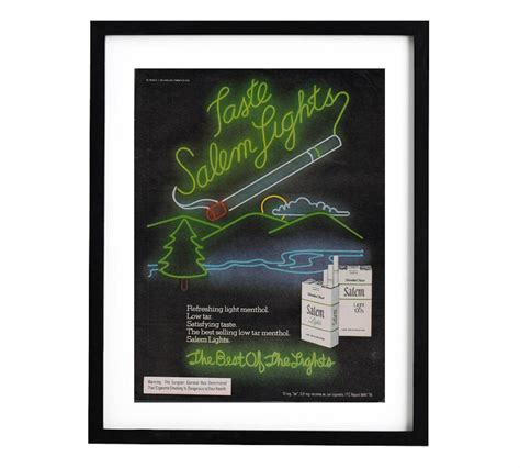 1980s Salem Cigarettes Ad Neon 8x11 Vintage Advertisement Etsy