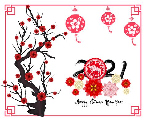 Know about the chinese new year holiday calendar. Chinese New Year 2021 Year of the Ox with Branch and ...