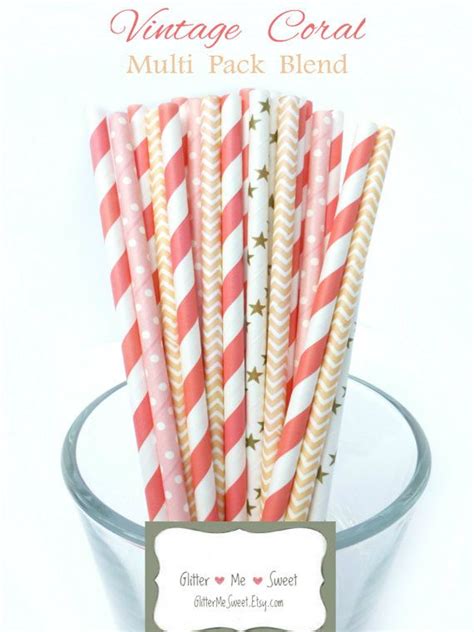 Coral Paper Straws Peach Paper Straws Coral By Glittermesweet Coral