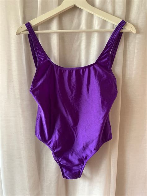 90s Purple One Piece Swimsuit Vintage Bathing Suit Size Etsy