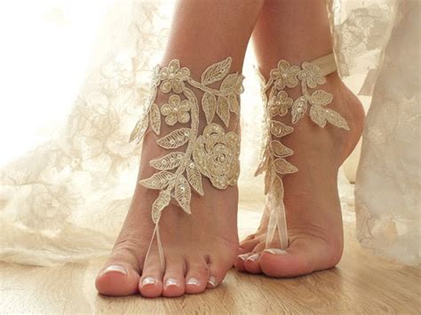 Champagne Beach Wedding Bridal Accessories Lace Anklets Bridal Jewelry