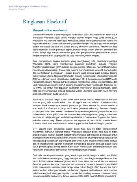 Fasa 1 bermula pada 30 mac 2010. Ringkasan Eksekutif Model Ekonomi Baru