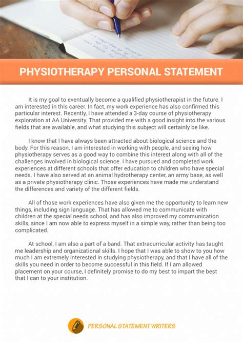 Physiotherapy Personal Statement Sample By Sopforgraduateschool On