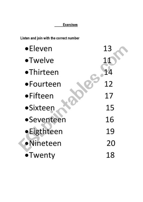 Numbers 11 20 Esl Worksheet By Suhely