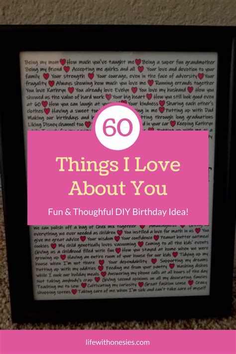 60 Things We Love About You 60th Birthday T For Grandmother Diy
