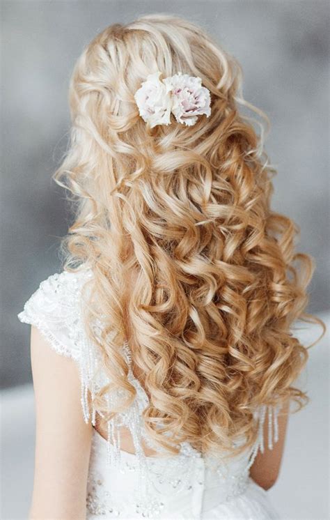 Elstile Long Wavy Wedding Hairstyle Deer Pearl Flowers