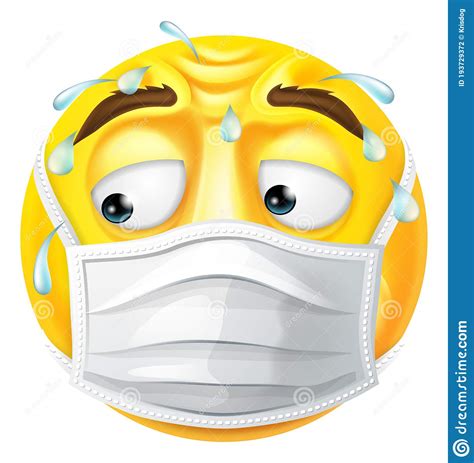 Worried Sweating Emoticon Emoji Ppe Mask Face Icon Stock Vector