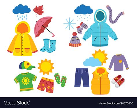 Set Children Season Clothes Royalty Free Vector Image