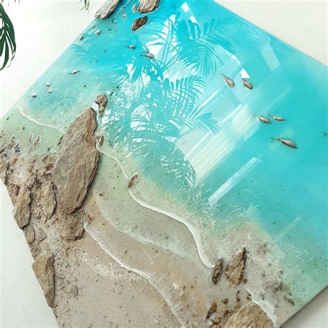 Large 3d Ocean Painting Seascape Resin Art Big Beach Wall Etsy