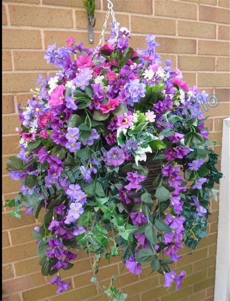 Morning Glory Hanging Basket Silk Plant Floral Décor Home And Garden