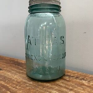 Quart Size Hazel Atlas Strong Shoulder Aqua Mason Jar Etsy