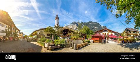 Historical City Of Garmisch Garmisch Partenkirchen Germany Stock