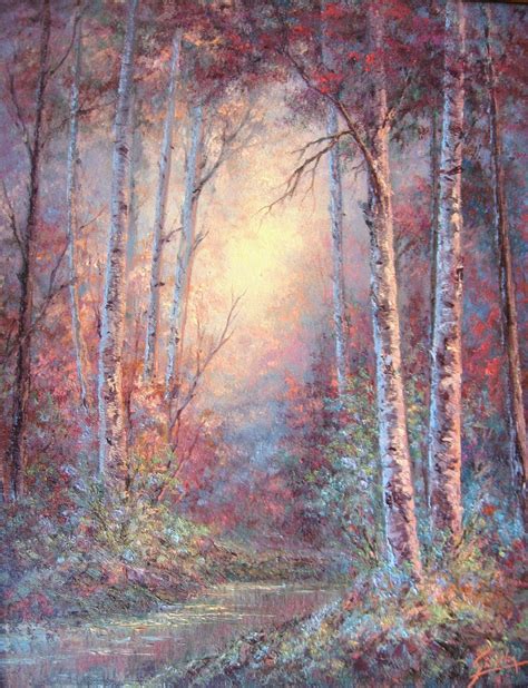 Birch Forest Original Fine Art Oil Painting By Griselda