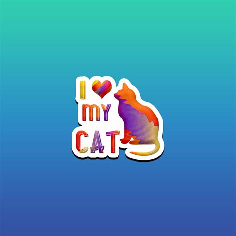 Cat Stickers I Love My Cat Sticker Love My Cat Decal Cat Etsy