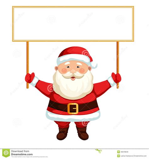 Santa Claus Holding A Blank Sign Stock Illustration Illustration Of