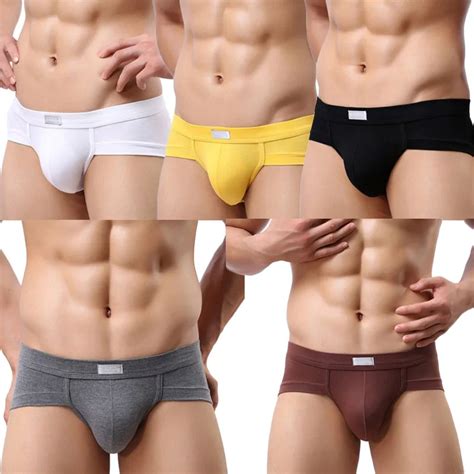 5pcs Mens Modal Briefs Soft Breathable Sexy Underwear Mens Hot Hips