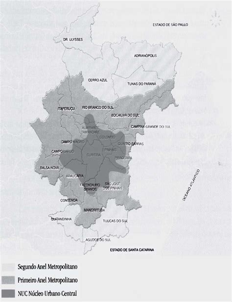 Mapa Da RegiÃo Metropolitana De Curitiba Área Conurbada Download
