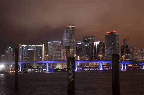Filemiami Night Skyline From Across The Biscayne Bay Downtown