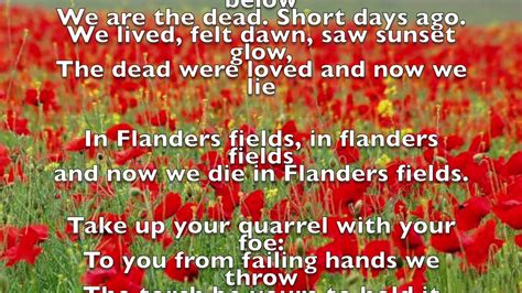 In Flanders Fields Lyrics Only Youtube