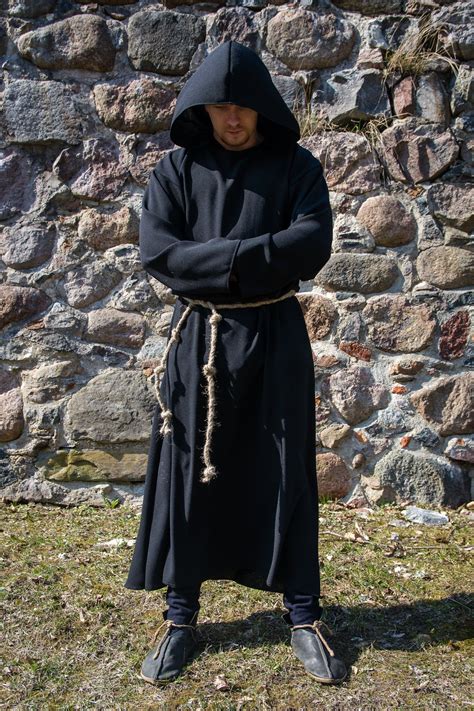 Hooded Monk Robe Medieval Robe Cultist Costume Priest