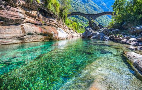 Wallpaper Bridge River Switzerland Switzerland Locarno Lavertezzo