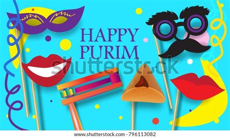 Purim Celebration Concept Greeting Poster Jewish Stock Vector Royalty