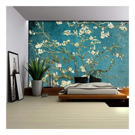 Wall26 Vibrant Teal Gradient Almond Blossom By Vincent Van Gogh Wall